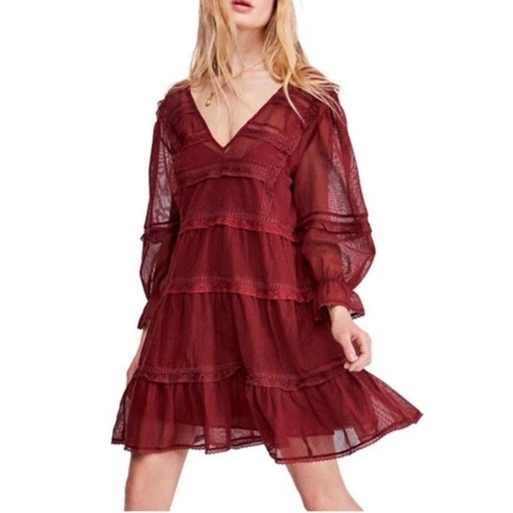 Free People Dresses & Skirts - Free People Berlin Maroon Dress